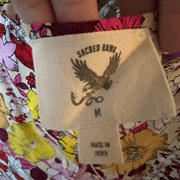 Sacred Hawk ASOS lace up back in floral midi tea dress womens M - Picture 9 of 9